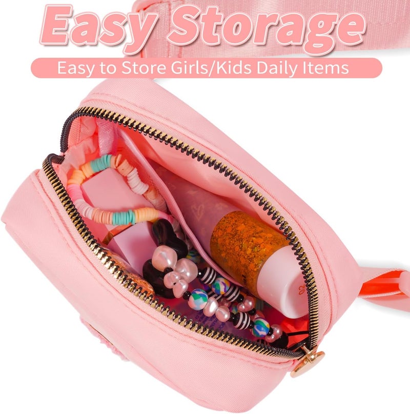 Uygafly Birthday Gifts for 2 3 4 5 6 7 8 9 10 11 Year Old Girls - Mini Fanny Pack Cute Crossbody Bag Belt Bag Trendy Stuff,Graduation Gifts for Girls Teens Kids Daughter Sister Her - Peach,A - Image 2